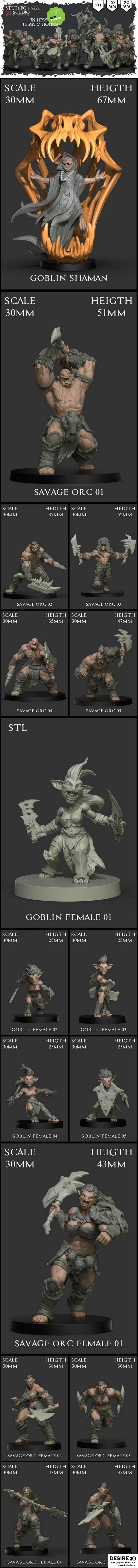 Savage Orcs 3D打印模型|Savage Orcs Packs – 3D Print Model STL