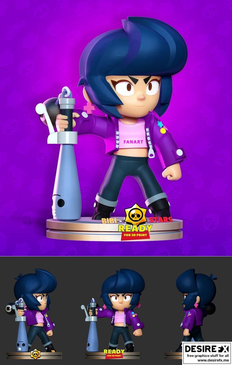 Brawl Stars Bibi 3D打印模型|Bibi – Brawl Stars Fanart – 3D Print Model STL