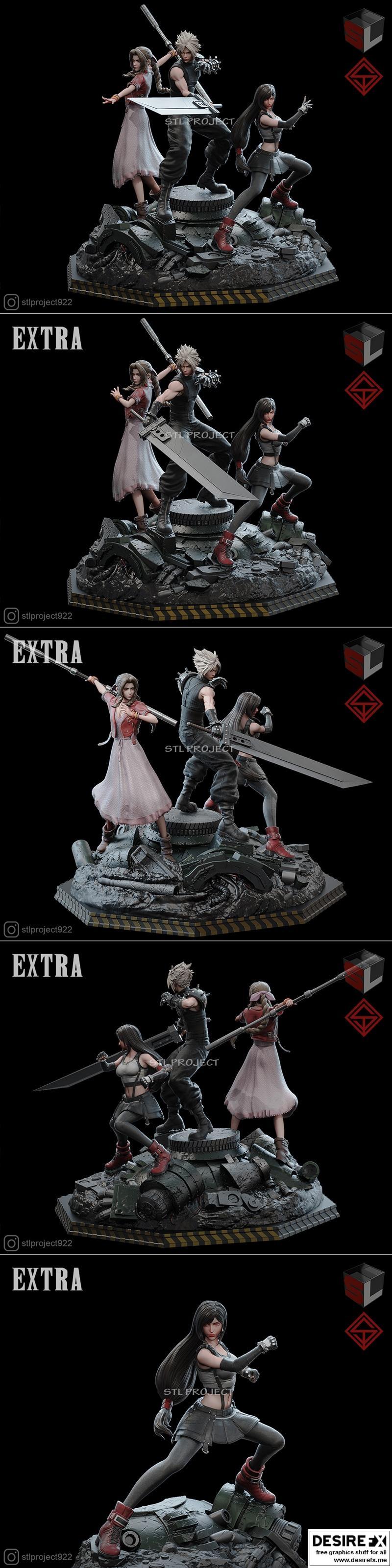 最终幻想7场景模型 3D打印 STL|FInal Fantasy 7 Diorama – 3D Print Model STL