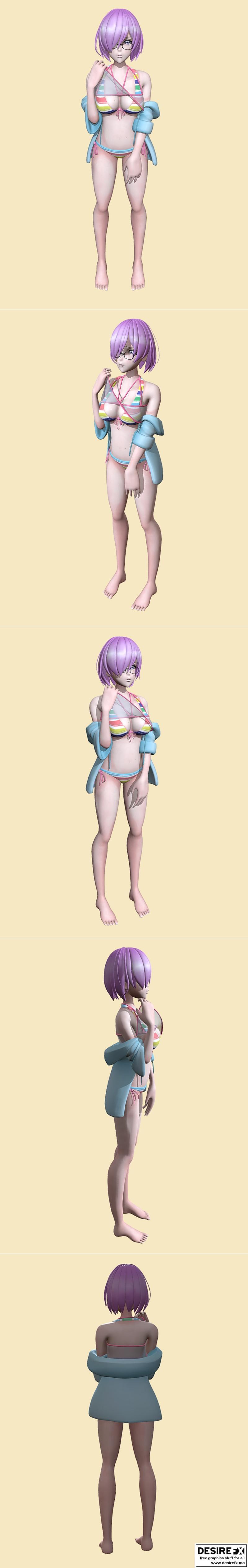 Mash Kyrielight 夏季比基尼 3D打印模型|Mash Kyrielight Summer Bikini – 3D Print Model STL