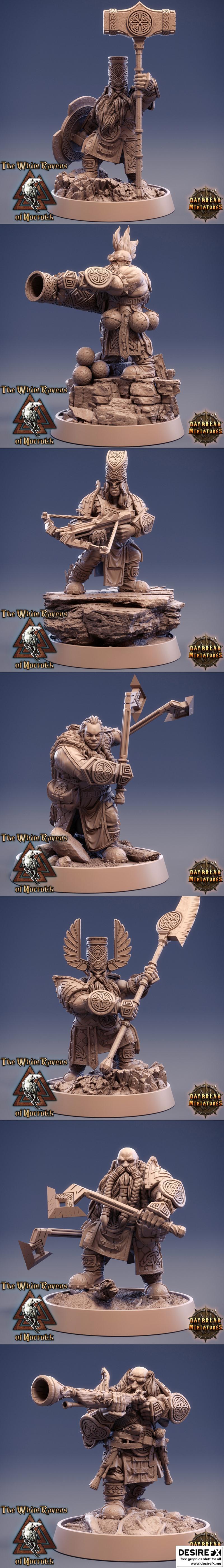 白鸦之影：诺罗克清晨微缩模型|Daybreak Miniatures – The White Ravens of Norrokk – 3D Print Model STL