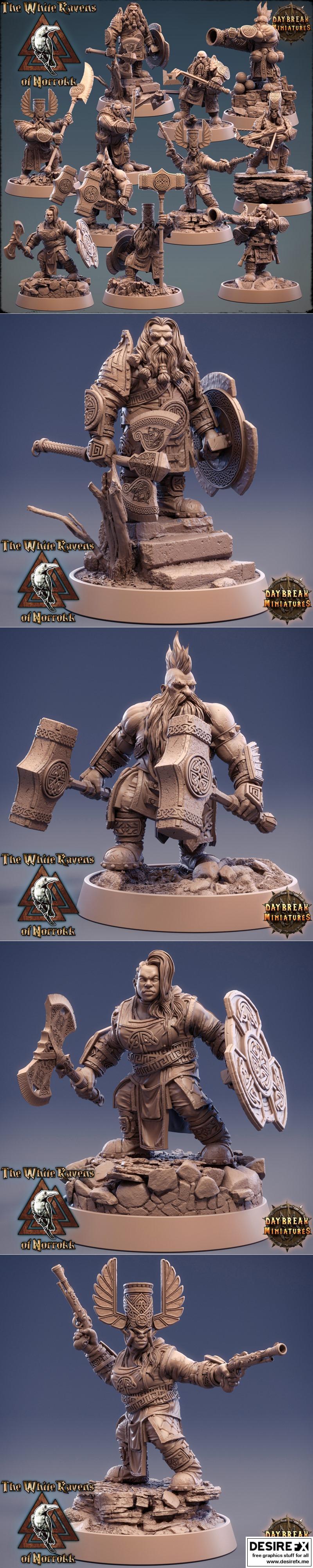 白鸦之影：诺罗克清晨微缩模型|Daybreak Miniatures – The White Ravens of Norrokk – 3D Print Model STL