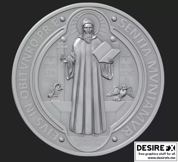 圣本笃圣牌 3D打印模型|Saint Benedict Medal – 3D Print Model STL
