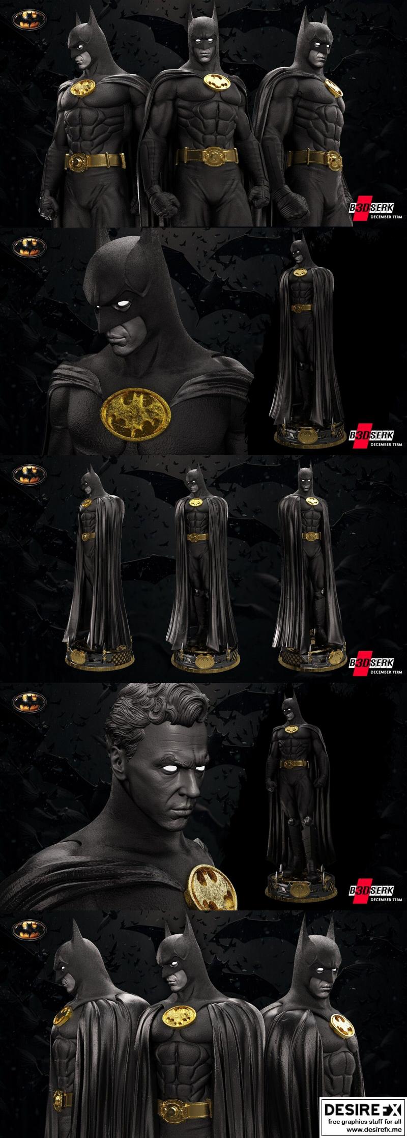 B3DSERK - 微型蝙蝠侠雕像 3D打印模型|B3DSERK – Batman Michael Keaton Statue – 3D Print Model STL