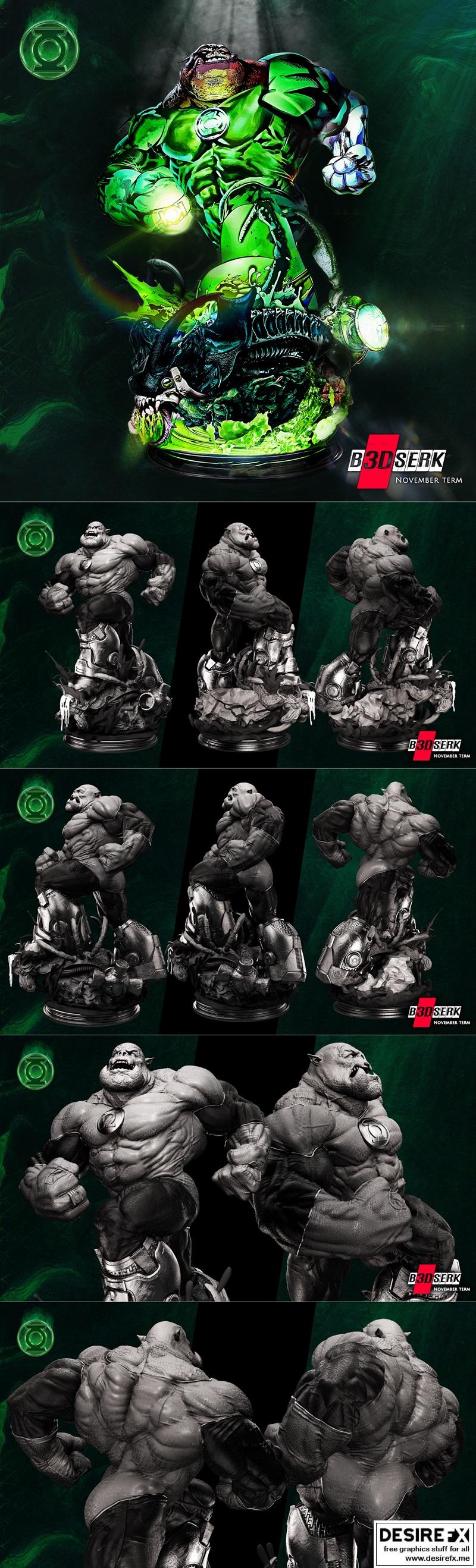 B3DSERK - 金格沃雕像 - 3D打印模型|B3DSERK – Kilowog Statue – 3D Print Model STL