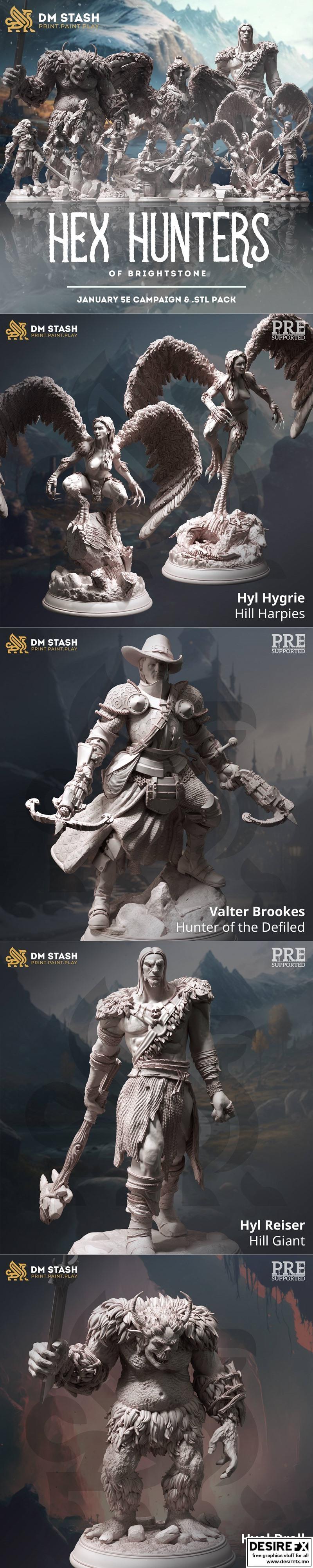 Brightstone六边形猎人3D打印模型|Dungeon Master Stash – Hex Hunters of Brightstone January 2023 – 3D Print Model STL