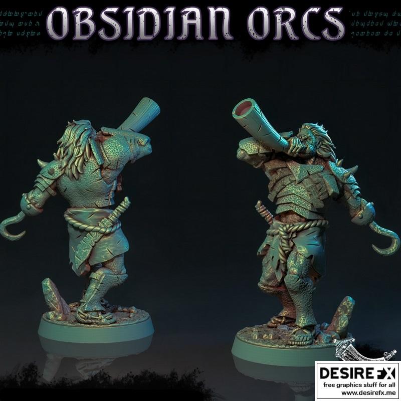 黑曜石 Orc 号角吹奏者 3D打印模型|The Obsidian Orc Hornblower – 3D Print Model STL