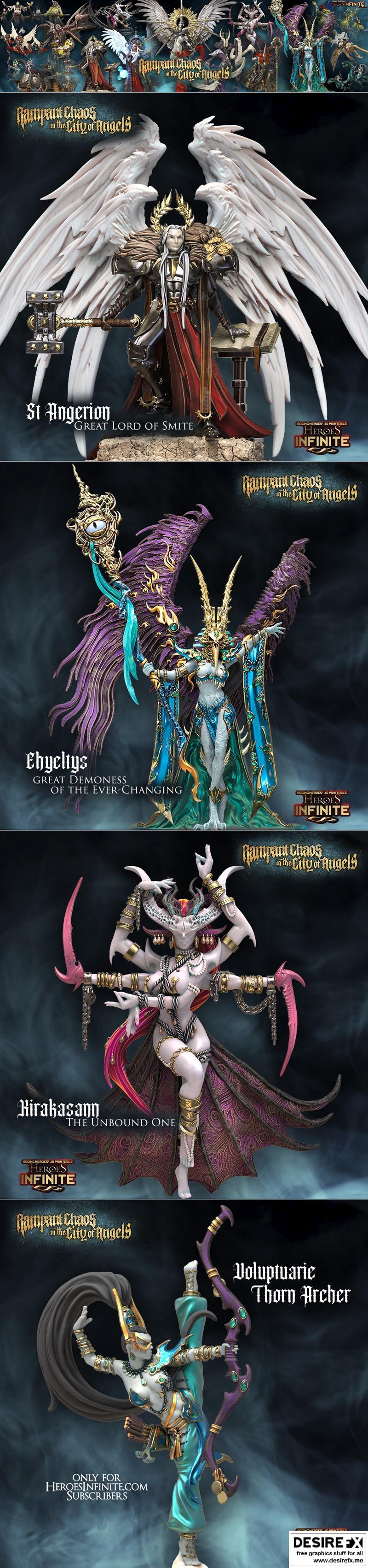 英雄无限——天使之城的狂乱混沌 3D打印模型|Heroes Infinite – Rampant Chaos in the City of Angels January 2023 – 3D Print Model STL