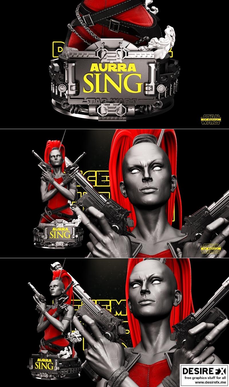 Aurra Sing 3D打印雕塑模型——星战人物 bust|Aurra Sing Sculpture and Bust – Star Wars – 3D Print Model STL