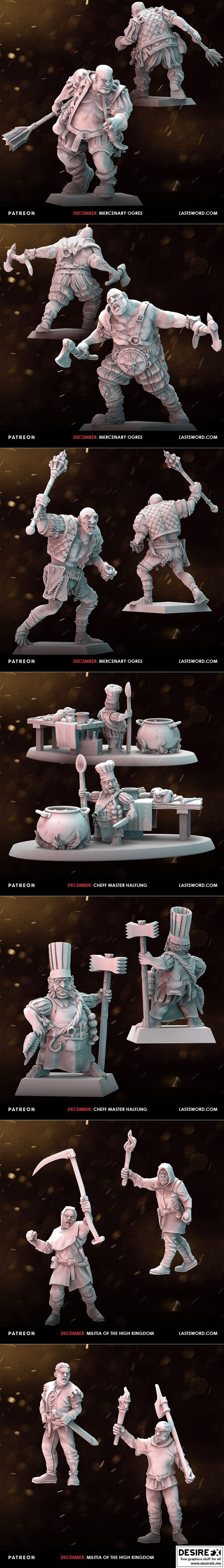 高王国民兵——3D打印模型STL|Last Sword Miniatures – Militia of the High Kingdom December 2022 – 3D Print Model STL