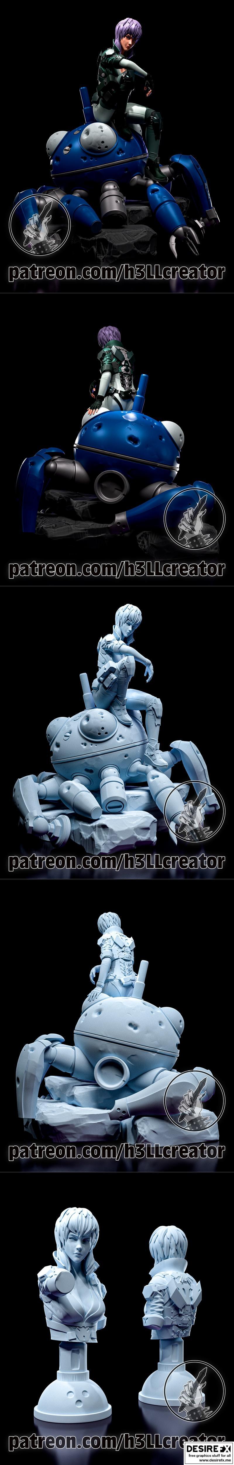 H3LL创作者 - 动漫游戏角色模型 - 动态3D打印雕塑|H3LL Creator – Motoko – 3D Print Model STL