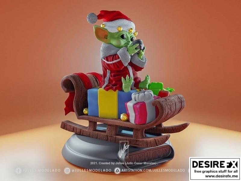 格鲁奇圣诞雪橇 3D打印模型|Grogu Xmas Sled – 3D Print Model STL