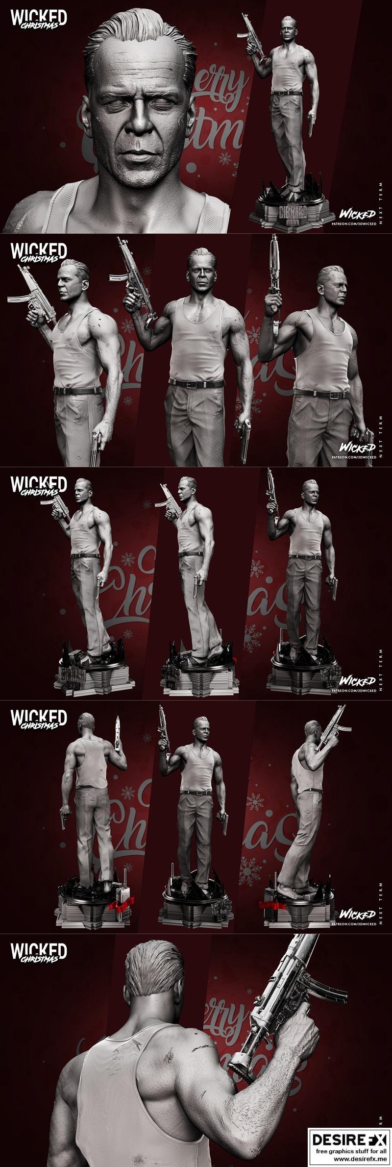 WICKED约翰·麦克莱恩3D打印模型|WICKED – John Mc Clane Statue – 3D Print Model STL