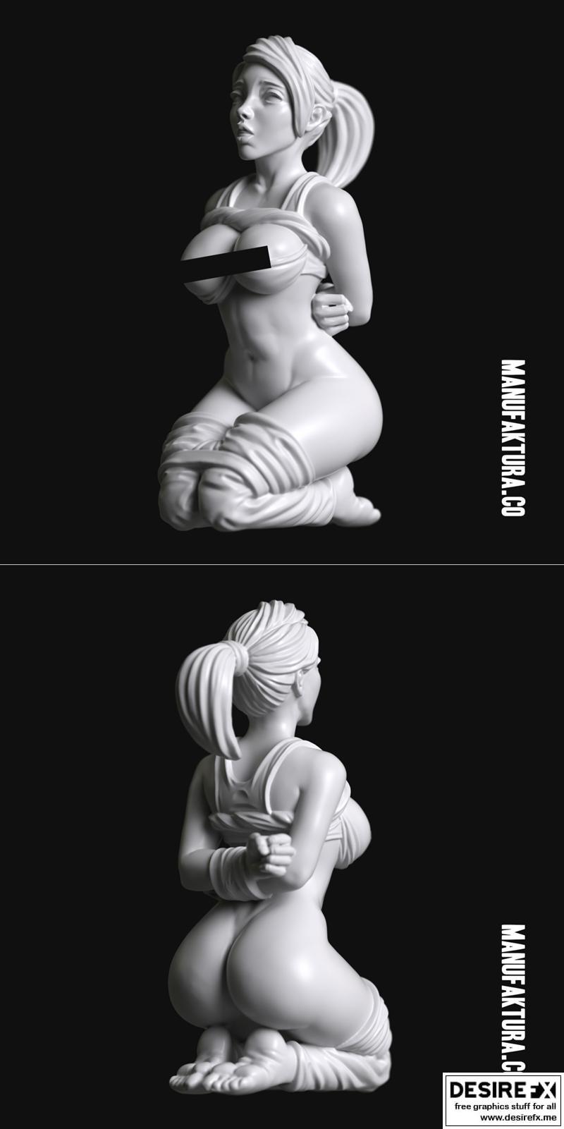 系列01 - 被束缚的跪地女奴 3D打印模型|Sub Series 01 – Tied Up and Humiliated Kneeling Slave Girl – 3D Print Model STL