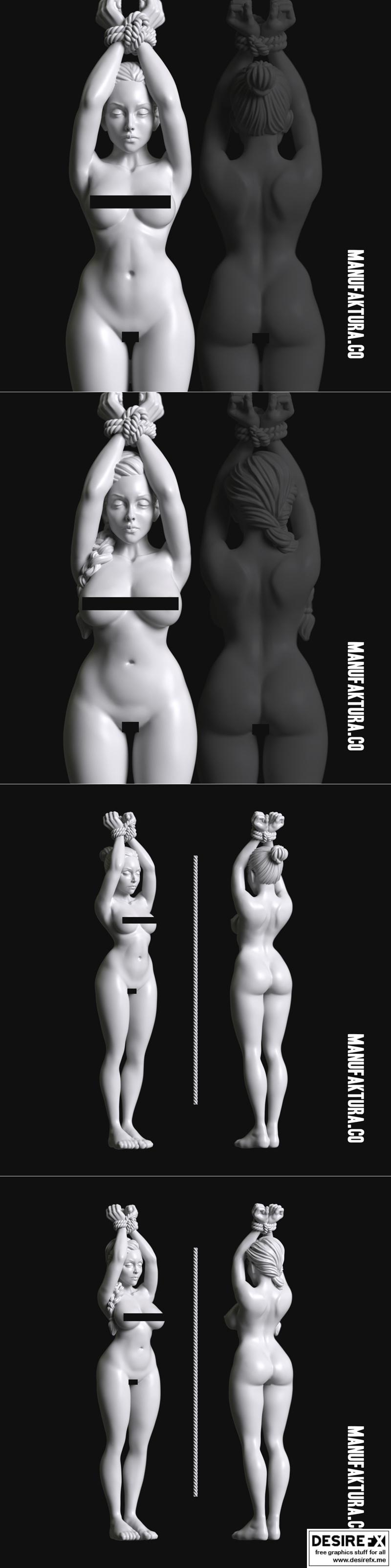 系列18-19 - 穿着暴露的女性囚犯奴隶 - 3D打印模型|Sub Series 18-19 – Naked and Bound Female Prisoner Slave – 3D Print Model STL