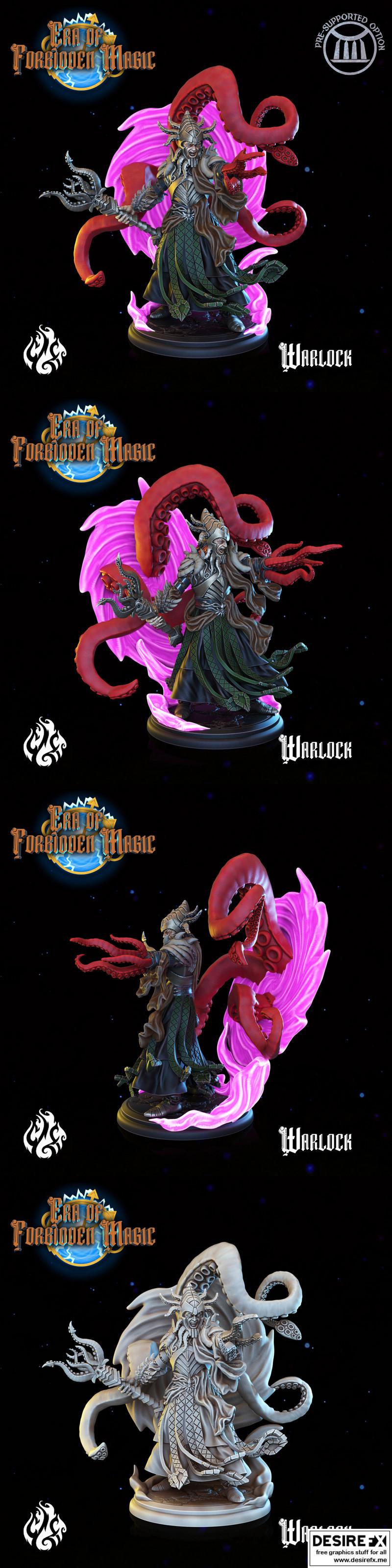 禁魔时代战争法师3D打印模型|Crippled God Foundry – Era of Forbidden Magic – Warlock – 3D Print Model STL