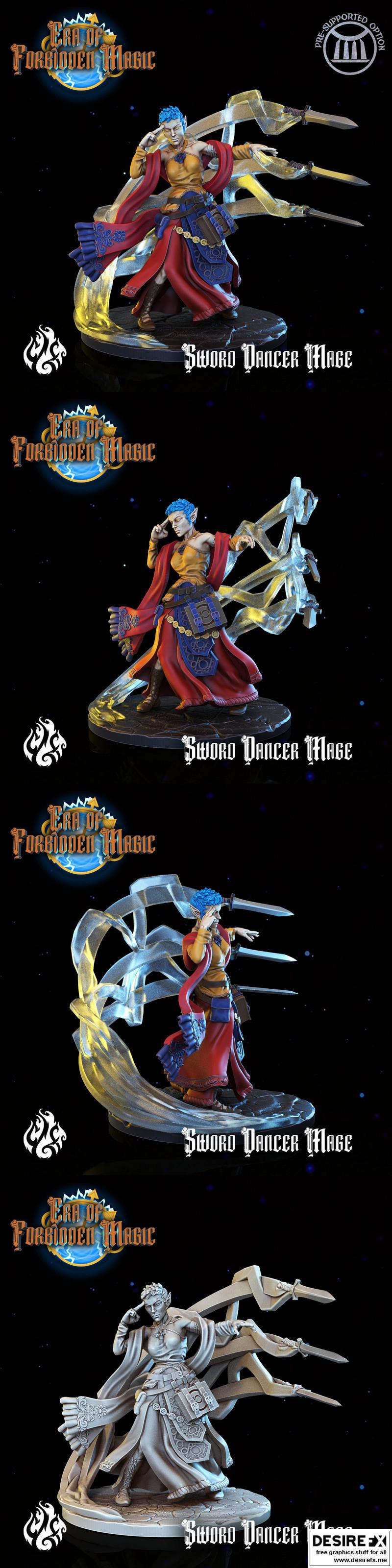 禁魔时代·剑舞法师 3D打印模型|Crippled God Foundry – Era of Forbidden Magic – Sword Dancer Mage – 3D Print Model STL