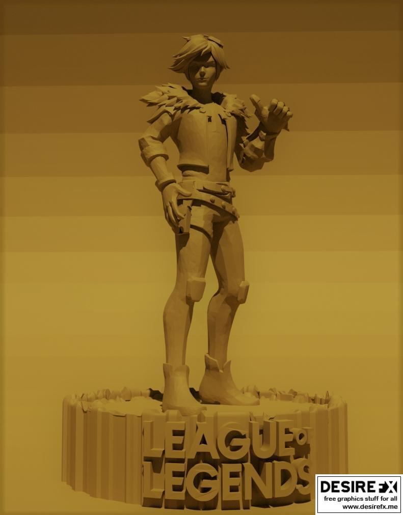 EZ真实与LOL标志 3D打印模型|Ezreal with stand and LoL logo – 3D Print Model STL