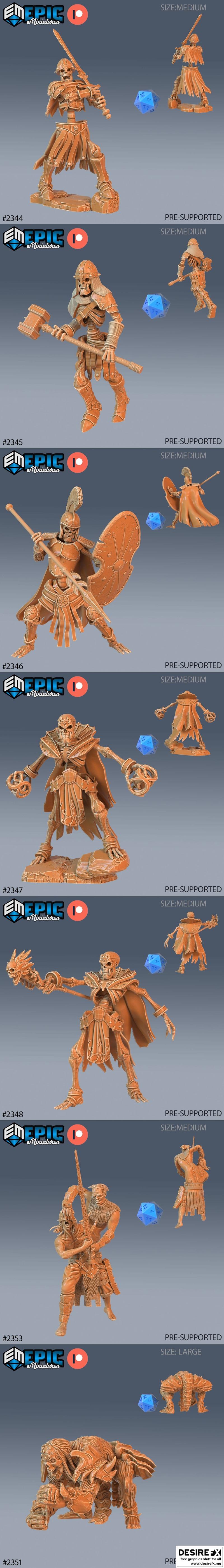 史诗微型模型——死亡坟墓套装——亡灵与僵尸收藏——3D打印模型|Epic Miniatures – Tombs of Demise Set – Undead and Zombie Collection – 3D Print Model STL