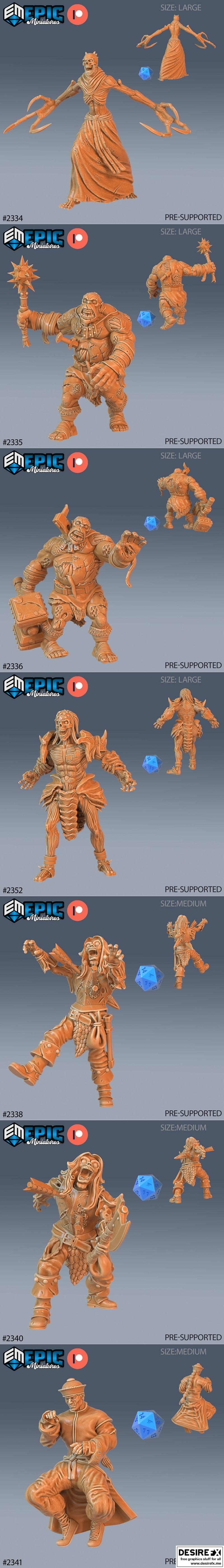 史诗微型模型——死亡坟墓套装——亡灵与僵尸收藏——3D打印模型|Epic Miniatures – Tombs of Demise Set – Undead and Zombie Collection – 3D Print Model STL