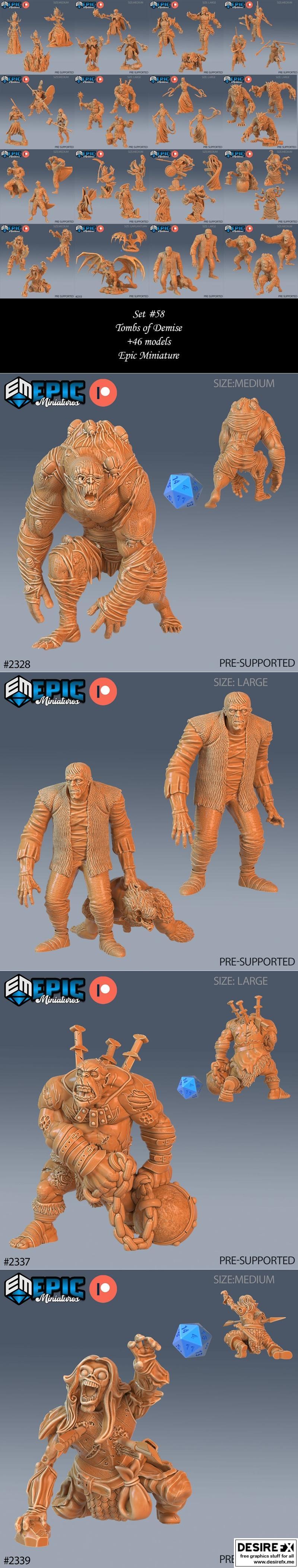 史诗微型模型——死亡坟墓套装——亡灵与僵尸收藏——3D打印模型|Epic Miniatures – Tombs of Demise Set – Undead and Zombie Collection – 3D Print Model STL