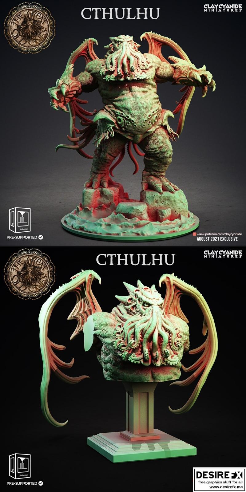 克苏鲁与克苏鲁之眼 3D打印模型|Cthulhu and Cthulhu Bust – 3D Print Model STL