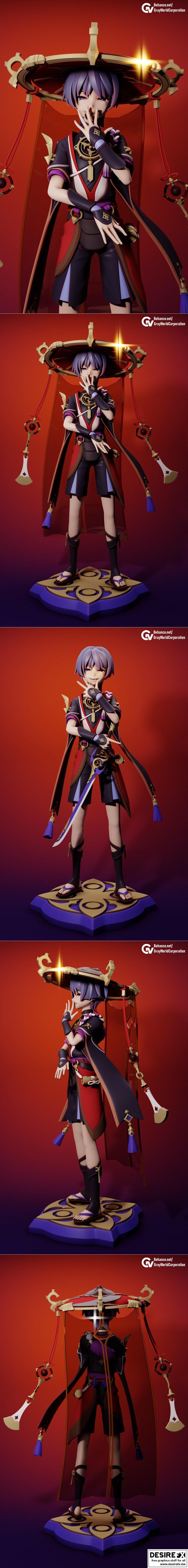 原神-萨姆鲁克-3D打印模型|Scaramouche – Genshin Impact – 3D Print Model STL