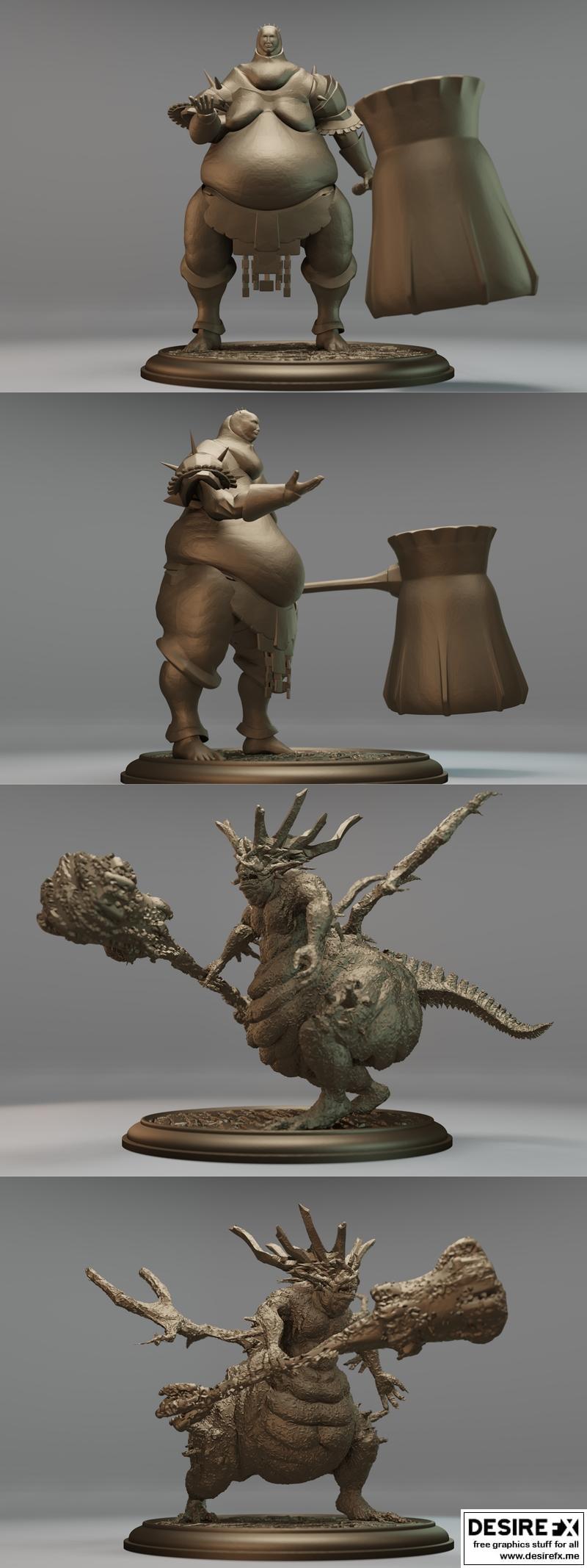 暗黑之魂 丧尸恶魔与刽子手莫夫 3D打印模型|ASYLUM DEMON and Executioner Smough – Dark Souls – 3D Print Model STL