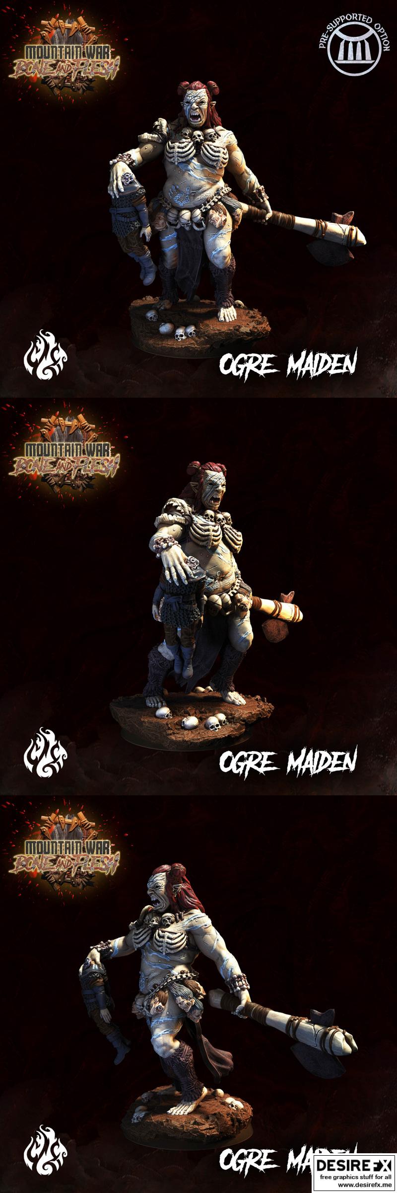山之战·骨肉之躯·兽人少女 3D打印模型|Crippled God Foundry – Mountain War – Bone and Flesh – Ogre Maiden – 3D Print Model STL