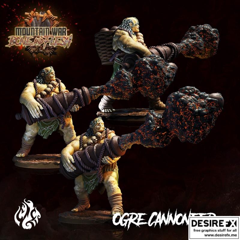 山地战争：骨与肉 Ogre炮手2 3D打印模型|Crippled God Foundry – Mountain War – Bone and Flesh – Ogre Cannoneer 2 – 3D Print Model STL