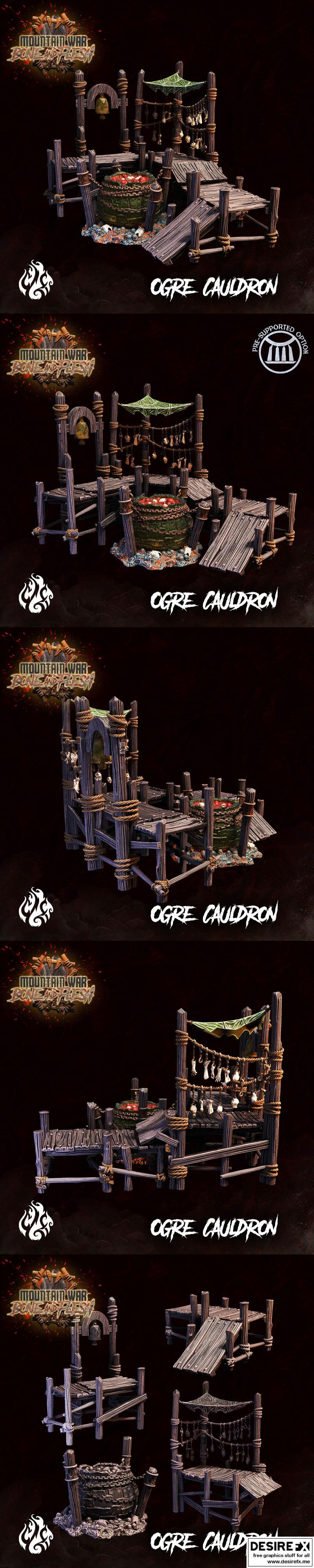 山战骨肉之躯—巨魔熔炉3D打印模型|Crippled God Foundry – Mountain War – Bone and Flesh – Ogre Cauldron – 3D Print Model STL