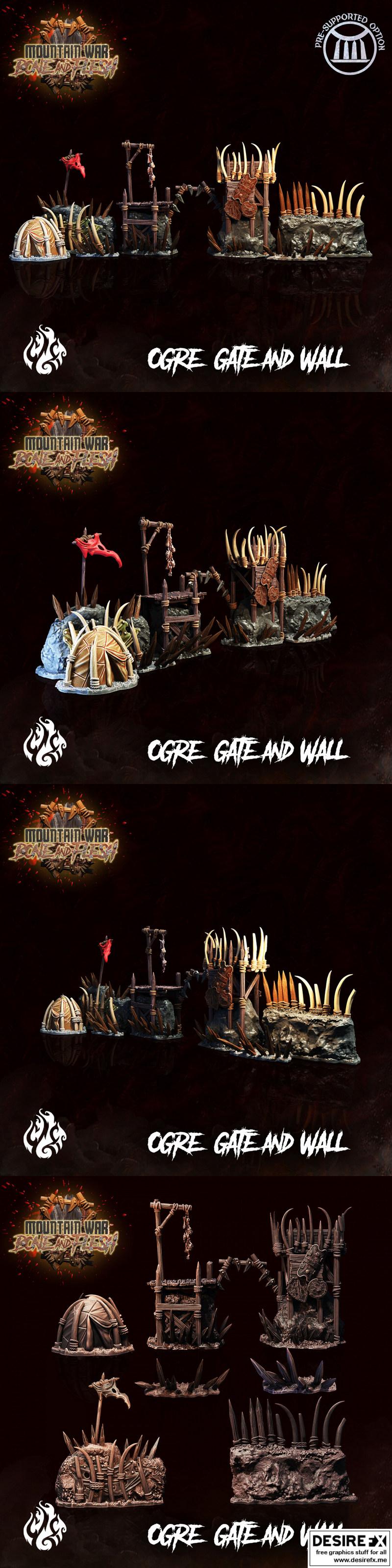 山之战·骨肉之躯·巨兽之门与城墙 3D打印模型|Crippled God Foundry – Mountain War – Bone and Flesh – Ogre Gate and Wall – 3D Print Model STL