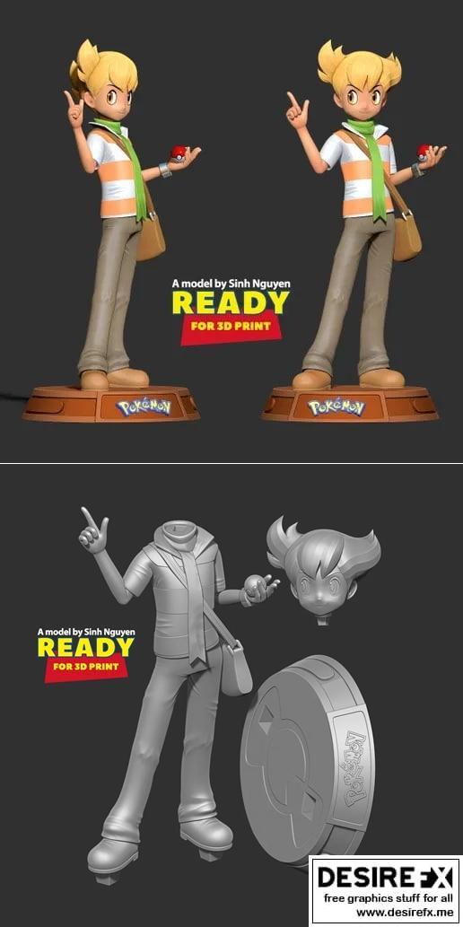 宝可梦3D打印模型：巴利形象雕塑|Barry Pokemon Fanart – 3D Print Model STL