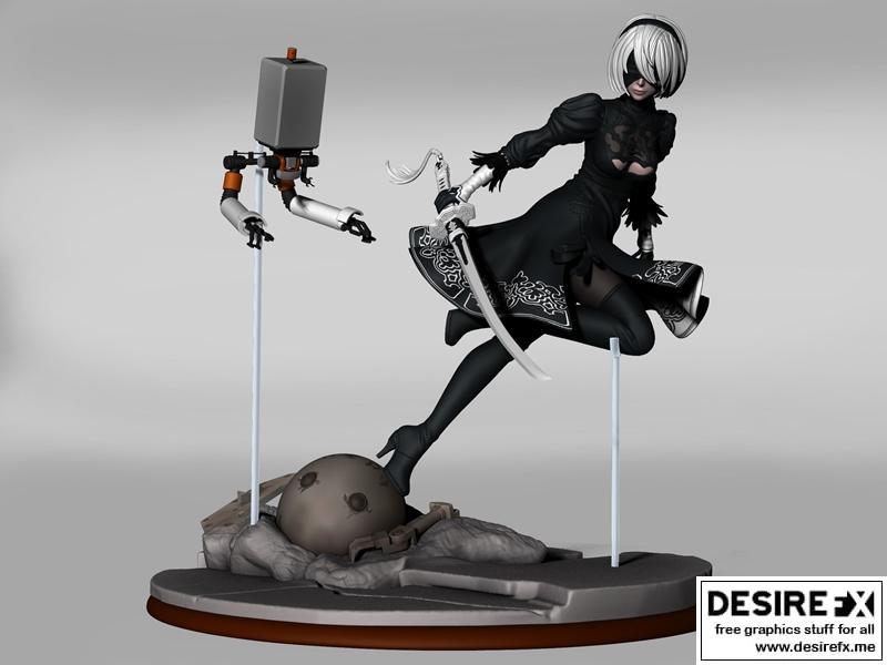 尼尔：自动人形 Yorha 2b 3D打印模型|Yorha 2b Nier Automata – 3D Print Model STL
