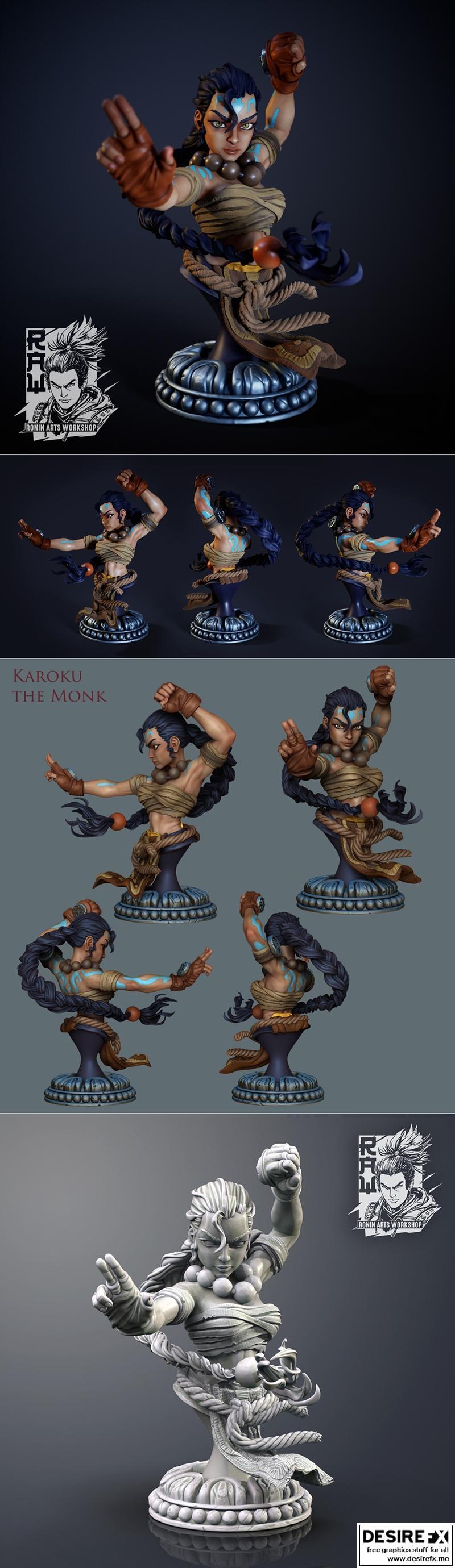 空手道僧人·卡鲁克 3D打印模型|Ronin Arts – Karoku The Monk – Warrior Bust – 3D Print Model STL