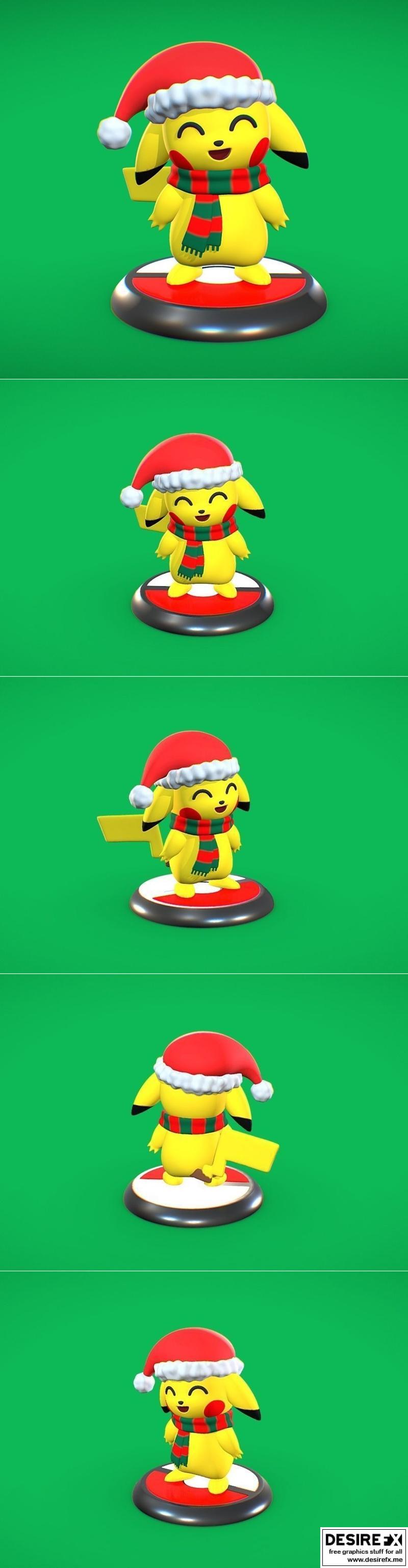 皮卡丘圣诞老人 3D打印模型|Pikachu claus – 3D Print Model STL