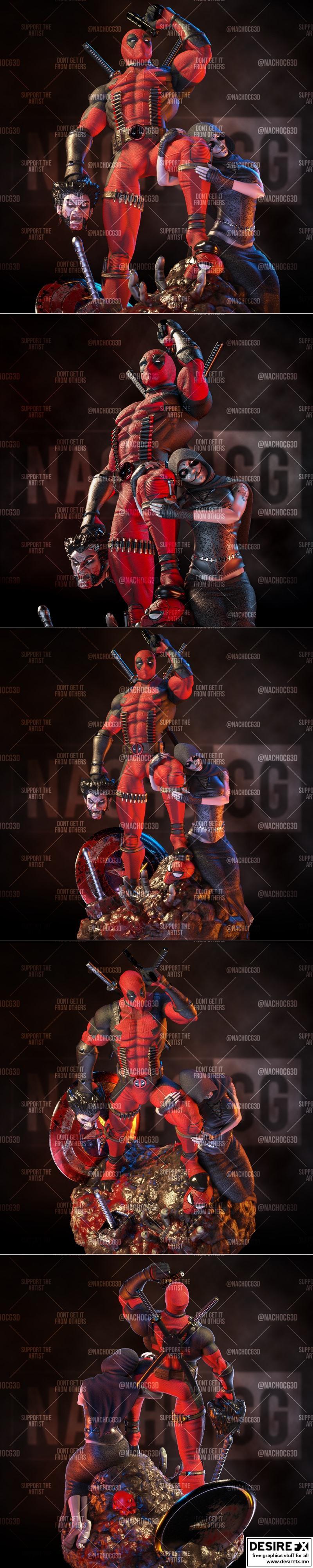 死侍3D打印模型雕塑|Deadpool Kills Marvel Statue – 3D Print Model STL