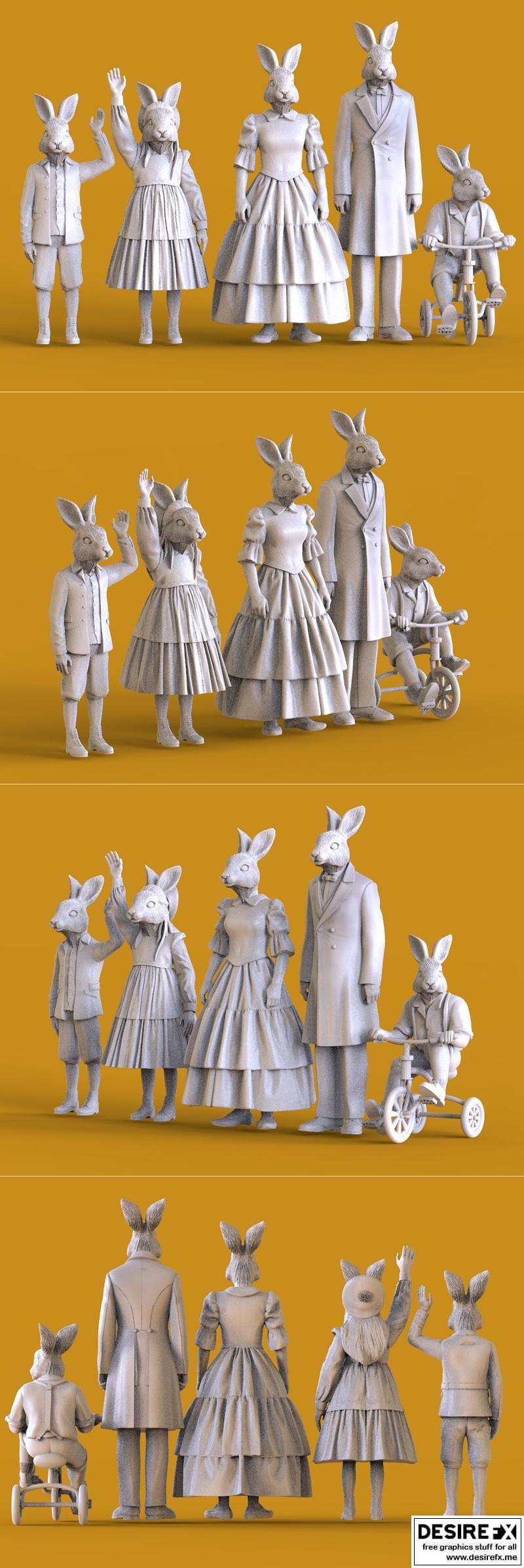 hare家族 3D打印模型|Hare Family – 3D Print Model STL