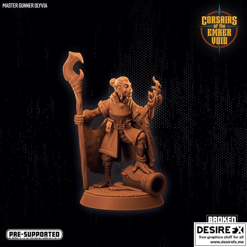 Ember Void中的王牌枪手奥莉维亚 3D打印模型|Corsairs of the Ember Void – Master Gunner Olyvia – 3D Print Model STL