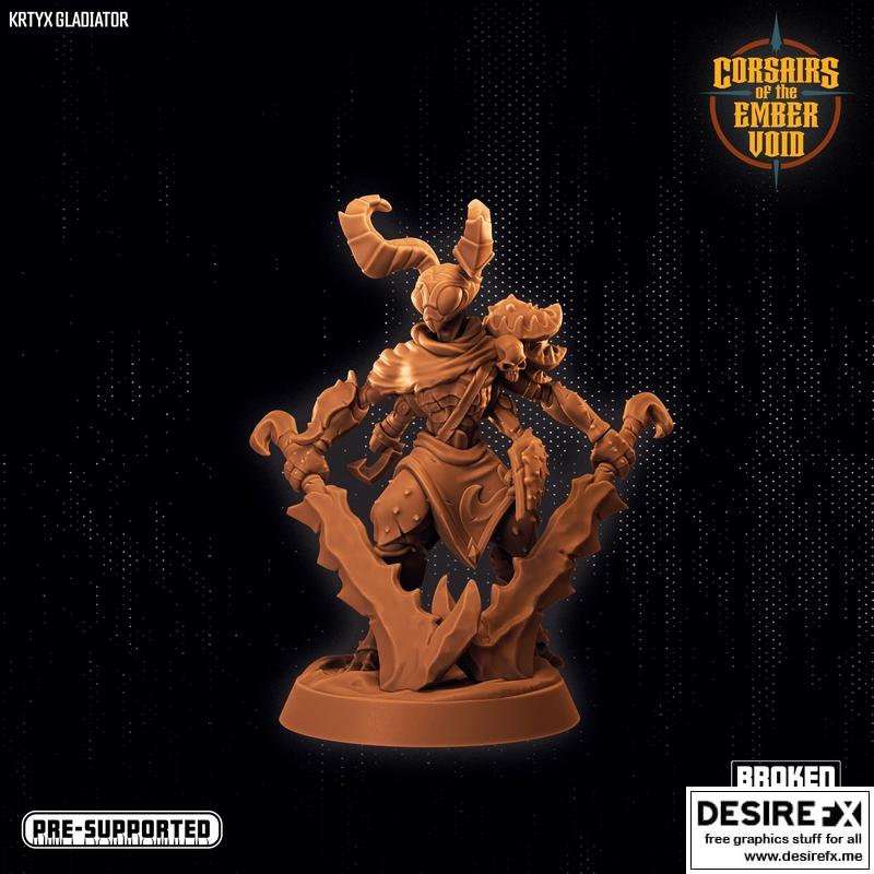 Ember虚空的掠夺者——克瑞克斯战神 3D打印模型|Corsairs of the Ember Void – Krtyx Gladiator – 3D Print Model STL