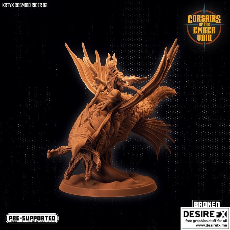 Ember虚空海盗——Krtyx科斯莫伊德骑手02 3D打印模型|Corsairs of the Ember Void – Krtyx Cosmoid Rider 02 – 3D Print Model STL