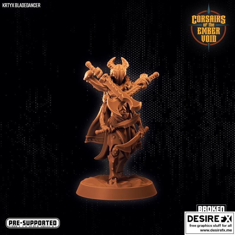 Ember Void中的刃舞者Krtyx——3D打印模型|Corsairs of the Ember Void – Krtyx Bladedancer – 3D Print Model STL