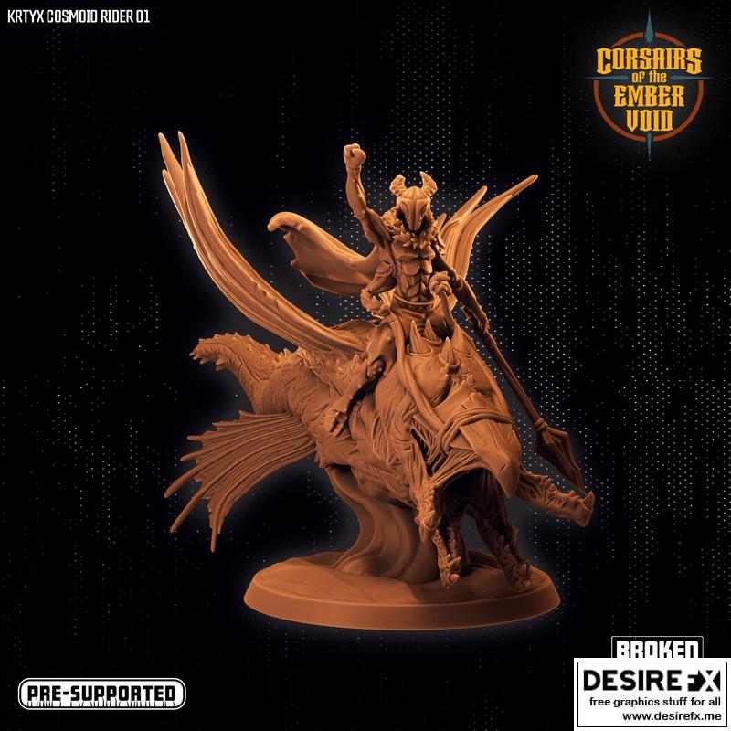 Ember虚空海盗——Krtyx宇宙畸变骑乘者01 3D打印模型|Corsairs of the Ember Void – Krtyx Cosmoid Rider 01 – 3D Print Model STL