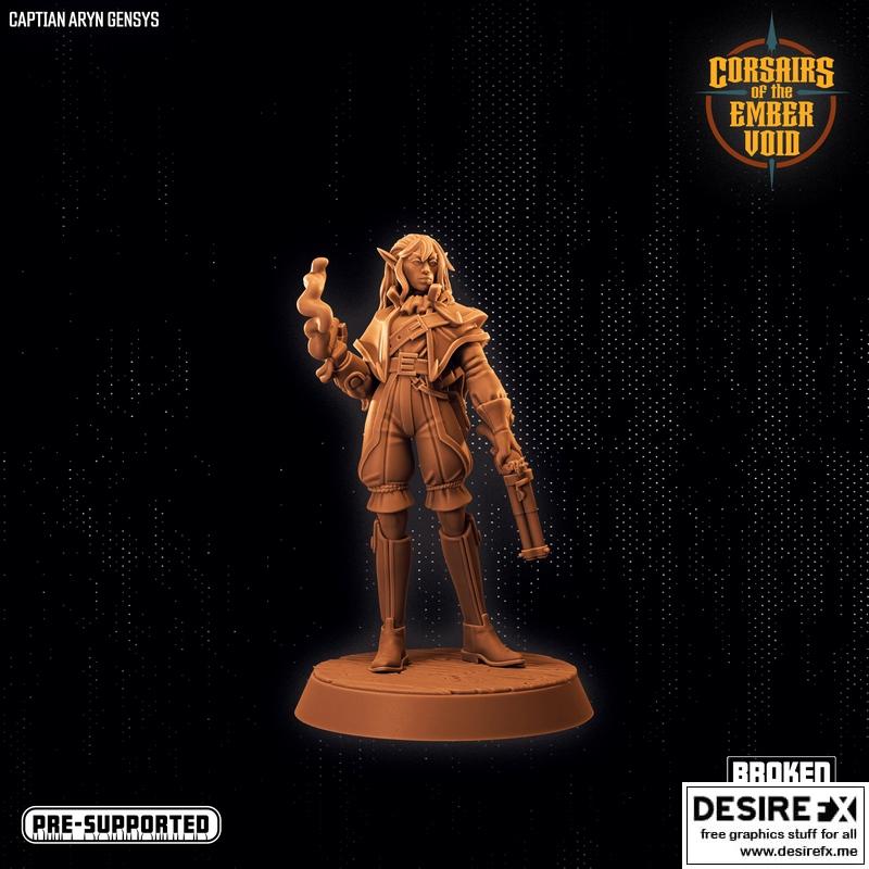 EmberVoid中的焚烬海盗——阿瑞恩·詹西斯 3D打印模型|Corsairs of the Ember Void – Captain Aryn Gensys – 3D Print Model STL