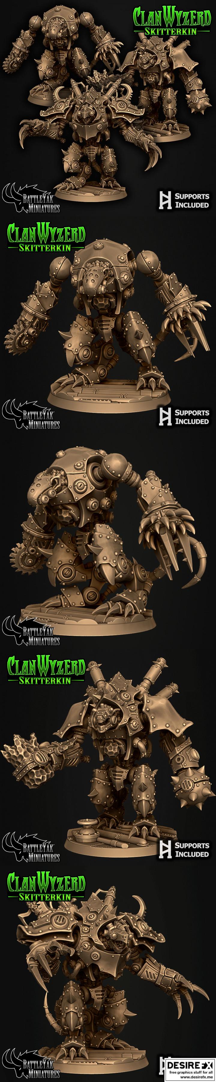 3D打印模型：克里特克兽人战士——韦泽尔氏族斯凯特克兵种|Battle Yak Miniatures Clan Wyzerd Skitterkin Verminators – 3D Print Model STL