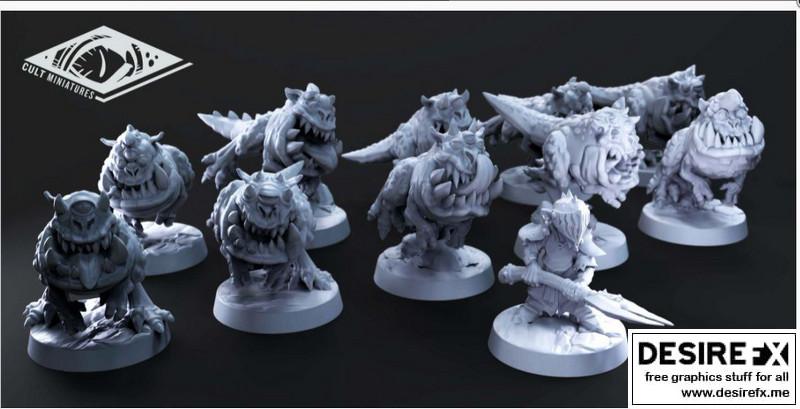 哥布林骑士团：泰克萨尔 herd 3D打印模型|Goblin Knights TicksaurHerd Supported – 3D Print Model STL