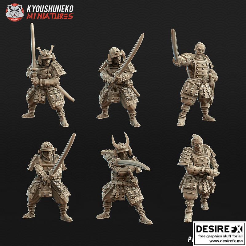 日本武士剑模组3D打印模型|Kyoushuneko Miniatures Japanese Samurai Swordsman – 3D Print Model STL