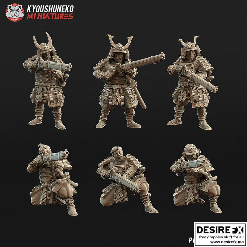 日本武士火枪手3D打印模型|Kyoushuneko Miniatures Japanese Samurai Musketmen – 3D Print Model STL