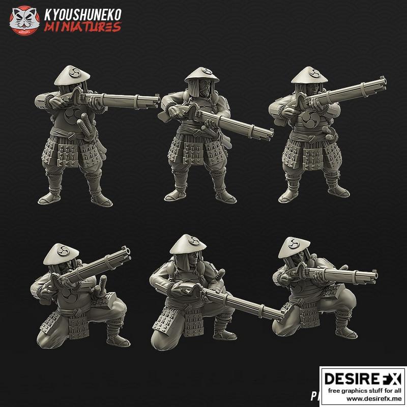 日本阿修罗枪兵 3D打印模型|Kyoushuneko Miniatures Japanese Ashugaru Musketmen – 3D Print Model STL