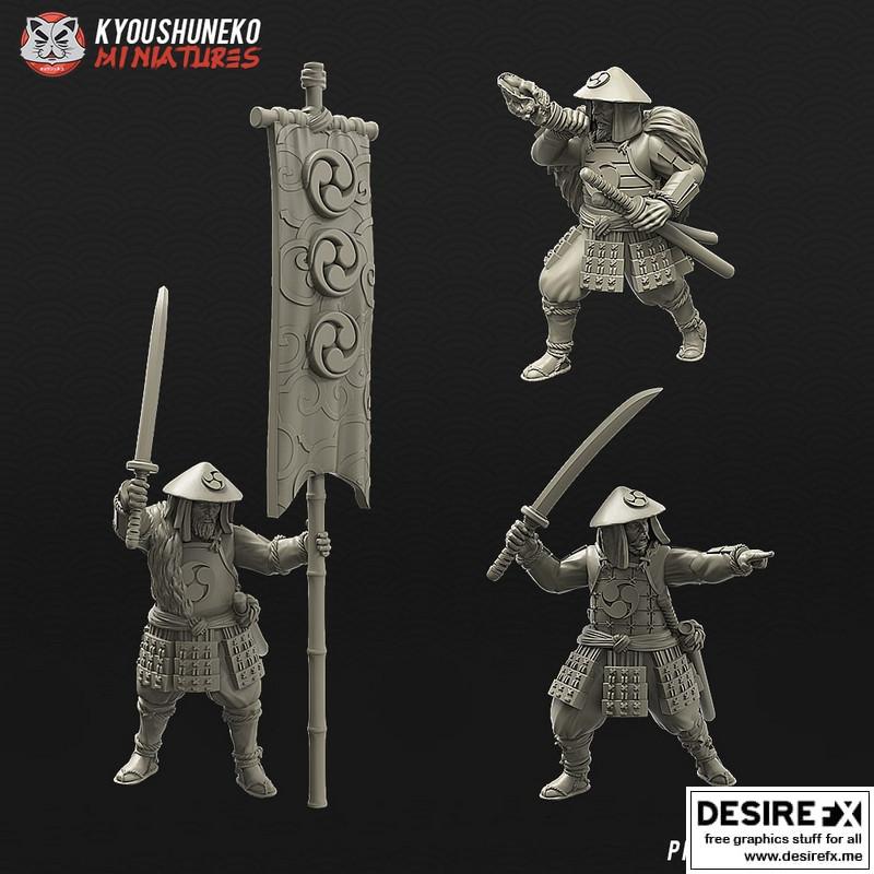 日本足轻指挥小队 3D打印模型|Kyoushuneko Miniatures Japanese Ashigaru Command Group – 3D Print Model STL